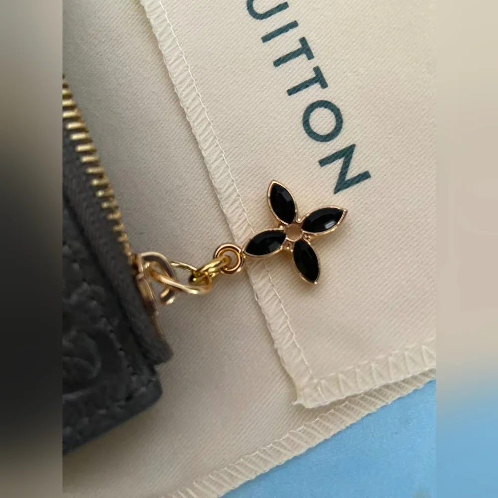 Louis Vuitton Black Embossed Monogram Compact Wallet with Gold Charm - Picture 7 of 11